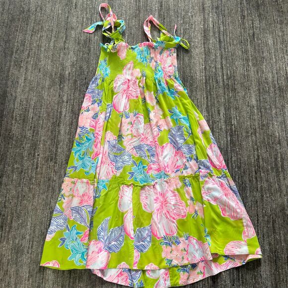 Lilly Pulitzer Rivera Midi Dress, Smocked Top, XL - Picture 3 of 9